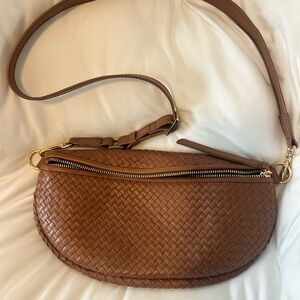 Quince Brown Woven Leather Crossbody Bag